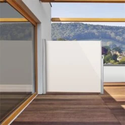 Bari 316 Seitenmarkise Seitenrollo 300x160cm Aluminium Creme -Wrights Gartenladen 10028013 yy 0003 ambient Blumfeldt Bari 316 Seitenmarkise