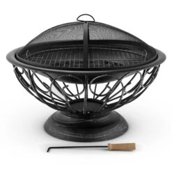 Tulip Feuerschale Ø75cmGrill Feuerstelle Funkenschutz Stahl Brüniert -Wrights Gartenladen 10028582 yy 0003 front 03 Blumfeldt Tulip Feuerschale 75cm Grill