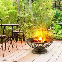 Tulip Feuerschale Ø75cmGrill Feuerstelle Funkenschutz Stahl Brüniert -Wrights Gartenladen 10028582 yy 0008 ambient 08 Blumfeldt Tulip Feuerschale 75cm Grill