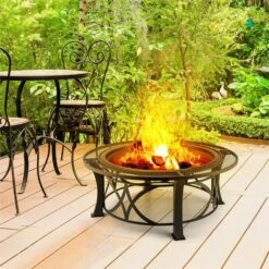 Ronda Feuerschale Ø95cm Grill Feuerstelle Funkenschutz Stahl Brüniert -Wrights Gartenladen 10028583 yy 0008 ambient 08 Blumfeldt Ronda Feuerschale 95cm Grill