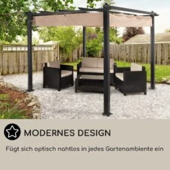 Pantheon Pergola Vordach 3x3m Aluminium Sonnendach Polyester -Wrights Gartenladen 10029627 DE 0006 usp
