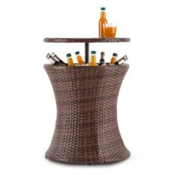 Beerboy Gartentisch Getränkekühler Ø50cm Polyrattan Bicolor Braun -Wrights Gartenladen 10029628 yy 0005 front Blumfeldt Beerboy Gartentisch Polyrattan Kuehler