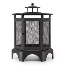 Mandala Gartenkamin Feuerstelle Thermolack Inkl. Schürhaken -Wrights Gartenladen 10030147 yy 0003 front Fire Basket black
