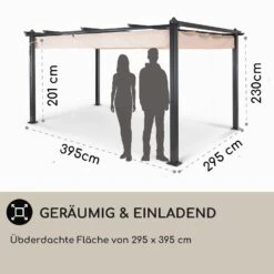 Pantheon 3x4 Pergola Vordach 3x4m Aluminium Sonnendach Polyester -Wrights Gartenladen 10030937 DE 0004 usp