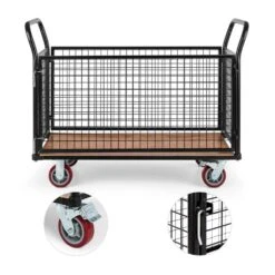 Loadster Gitterwagen Rollwagen Magazinwagen Max.500kg Holzboden -Wrights Gartenladen 10031241 yy 0003 detail Waldbeck Loadster Gitterwagen Rollwagen schwarz reedit