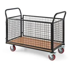 Loadster Gitterwagen Rollwagen Magazinwagen Max.500kg Holzboden -Wrights Gartenladen 10031241 yy 0004 front Waldbeck Loadster Gitterwagen Rollwagen schwarz reedit