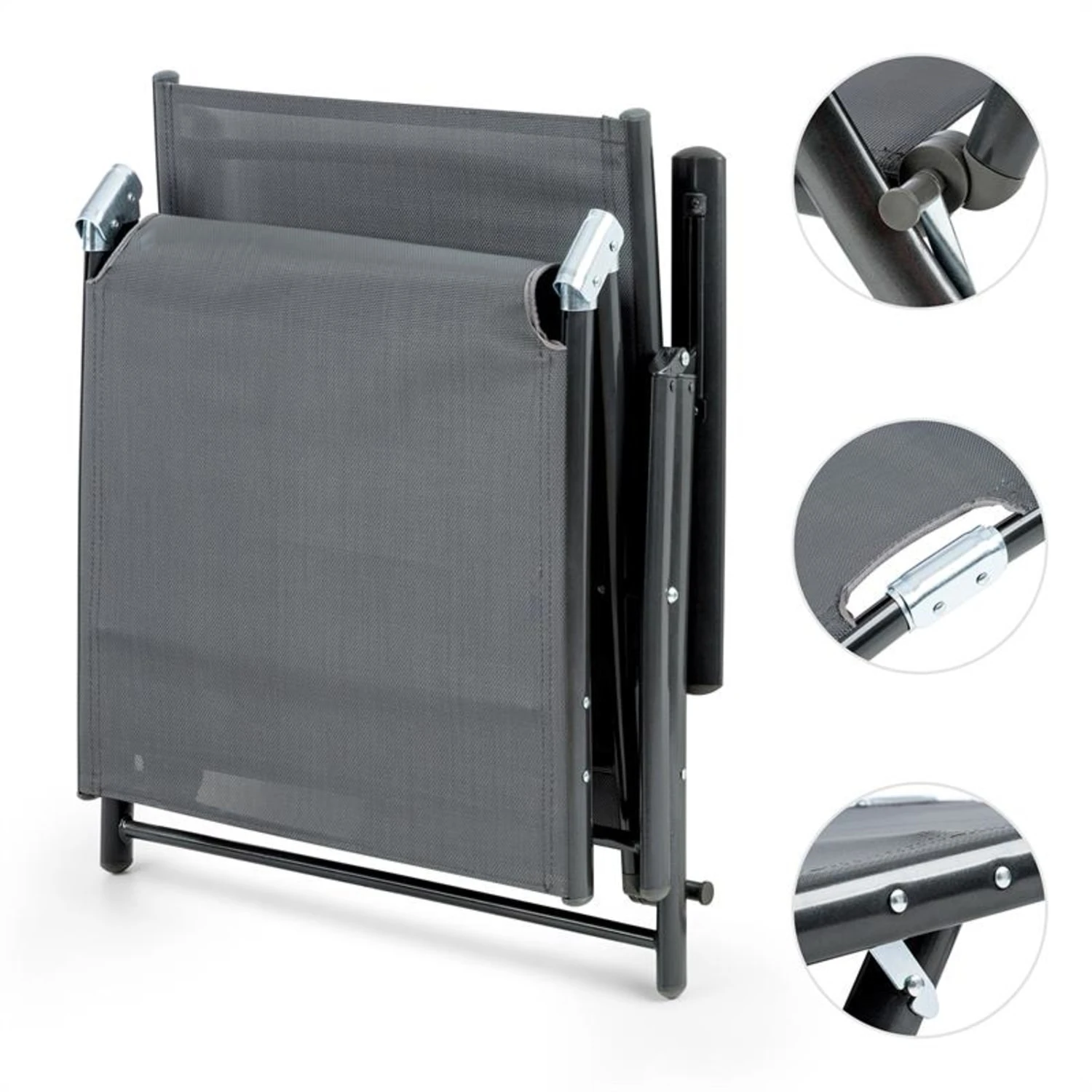 Modena Sonnenliege 64x85x170cm Aluminium/Stahlrohr Grau 4 Modena Sonnenliege 64x85x170cm Aluminium/Stahlrohr Grau – Bild 4