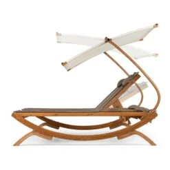 Sonnendeck Doppel-Sonnenliege Verstellbares Sonnendach Kopfkissen Weiß -Wrights Gartenladen 10031458 yy 0003 titel side Blumfeldt Sonnendeck Doppel Sonnenliege weiss