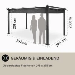 Pantheon 3x4 Pergola Vordach 3x4m Aluminium Sonnendach Polyester Grau -Wrights Gartenladen 10031883 DE 0004 usp