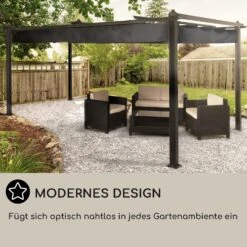 Pantheon 3x4 Pergola Vordach 3x4m Aluminium Sonnendach Polyester Grau -Wrights Gartenladen 10031883 DE 0006 usp