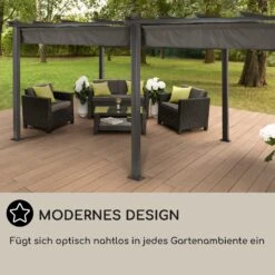 Pantheon 3x6 Pergola Vordach 3x6m Aluminium Sonnendach Polyester Grau -Wrights Gartenladen 10031885 DE 0006 usp