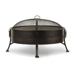 Catania 2-in-1-Feuerschale Ø80cm Funkenschutz Ø70cm Grill Stahl Antik -Wrights Gartenladen 10032140 uk 0003 front