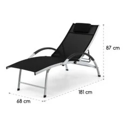 Sun Valley Sonnenliege Zusammenklappbar Kopfkissen Schwarz -Wrights Gartenladen 10033307 yy 0009 logo Blumfeldt Sun Valley Sonnenliege schwarz