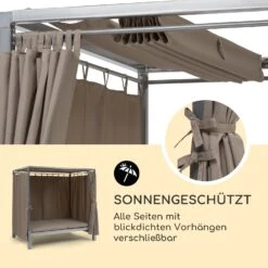 Eremitage Double Sunbed 2 Pers Stahl-Rahmen Sonnendach Vorhänge Taupe -Wrights Gartenladen 10033316 de 0003 logo
