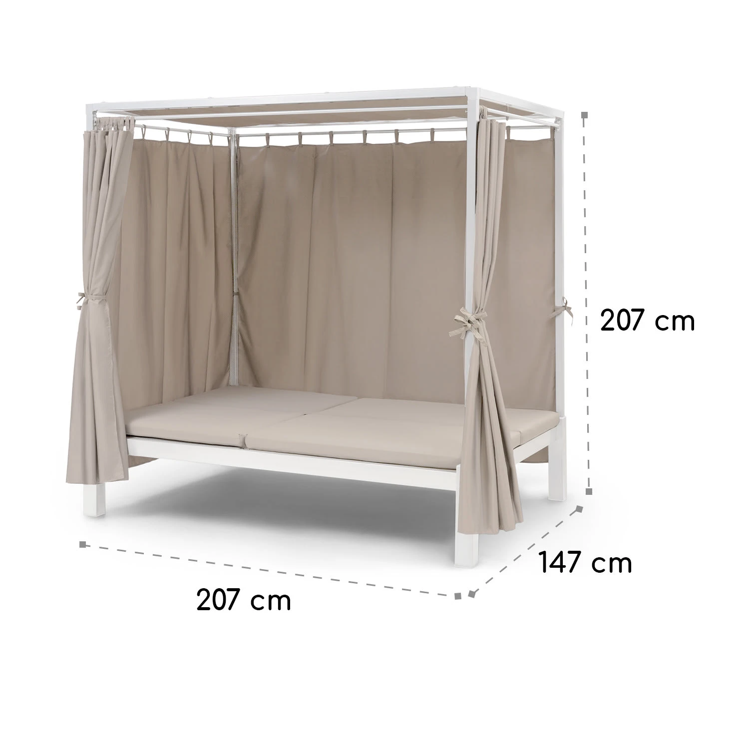 Eremitage Double Sunbed 2 Pers Stahl-Rahmen Sonnendach Vorhänge Creme 10 Eremitage Double Sunbed 2 Pers Stahl-Rahmen Sonnendach Vorhänge Creme – Bild 10