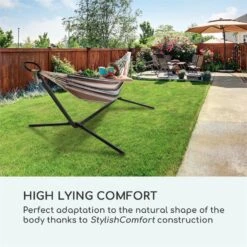 Sri Lanka Swing Hängematte Stahlrahmen 160 Kg Max. Gestreift -Wrights Gartenladen 10033371 yy 0003 logo Blumfeldt Sri Lanka Swing Haengematte gestreift