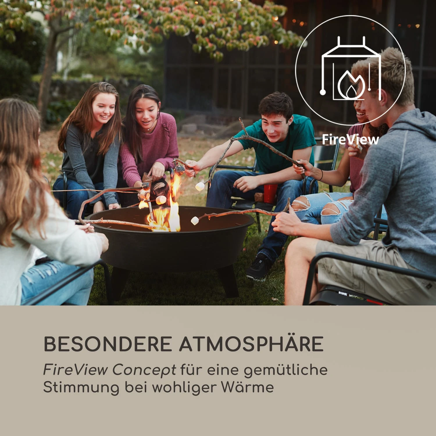 Nolana 2-in-1-Feuerschale Ø73cm Funkenschutz Ø64cm Grill Stahl Schwarz 3 Nolana 2-in-1-Feuerschale Ø73cm Funkenschutz Ø64cm Grill Stahl Schwarz – Bild 3