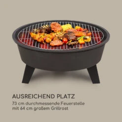 Nolana 2-in-1-Feuerschale Ø73cm Funkenschutz Ø64cm Grill Stahl Schwarz 12 Nolana 2-in-1-Feuerschale Ø73cm Funkenschutz Ø64cm Grill Stahl Schwarz -Wrights Gartenladen 10033383 de 0004 logo