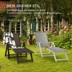 Pomporto Lounge Liegestuhl 70/30 PVC/PE Aluminium 7-Stufen Anthrazit -Wrights Gartenladen 10033409 de 0006 logo