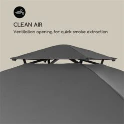 Steakhouse Al Sur Pavillon 244x260x152cm 160 G Flammhemmend Stahl Grau -Wrights Gartenladen 10033609 yy 0007 logo Blumfeldt Steakhouse al Sur Pavillon grau