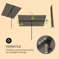 Flex-Shade L Sonnenschirm 130 X 180 Cm Polyester UV 50 Dunkelgrau -Wrights Gartenladen 10034726 yy 0003 logo Blumfeldt Flex Shade L Sonnenschirm 130x180 grau