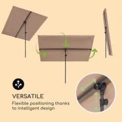 Flex-Shade XL Sonnenschirm 150 X 210 Cm Polyester UV 50 Taupe -Wrights Gartenladen 10034729 yy 0003 logo Blumfeldt Flex Shade XL Sonnenschirm 150x210 taupe