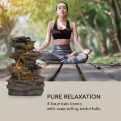 Messina Kaskadenbrunnen Solarbrunnen Gartenbrunnen Akku Solarpanel LED -Wrights Gartenladen 10034734 yy 0004 logo Blumfeldt Messina Kaskadenbrunnen