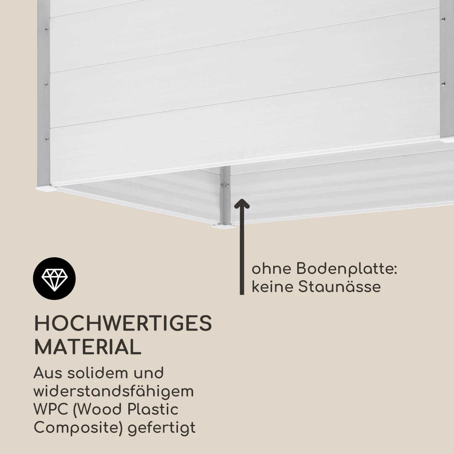 Nova Grow Gartenbeet 150 X 91 X 100 Cm WPC Holzoptik Weiß 4 Nova Grow Gartenbeet 150 X 91 X 100 Cm WPC Holzoptik Weiß – Bild 4