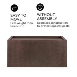 Solid Grow Rust Pflanzgefäß 80 X 38 X 38 Cm Fibreclay Rostfarben -Wrights Gartenladen 10034788 yy 0007 logo Blumfeldt Solid Grow Rust Pflanzgefaess 80x38x38cm