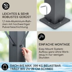 Pantheon Cortina Solid Sky Pergola Vordach 3x3m Polycarbonat Vorhänge -Wrights Gartenladen 10034985 de 0003 usp