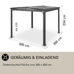 Pantheon Cortina Solid Sky Pergola Vordach 3x3m Polycarbonat Vorhänge -Wrights Gartenladen 10034985 de 0004 usp