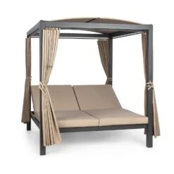Eremitage Double XL Sunbed 2 Pers Stahl-Rahmen Sonnendach Vorhänge