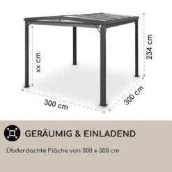 Pantheon Cortina Solid Sky Pergola Vordach 3x3m Polycarbonat -Wrights Gartenladen 10035872 de 0004 usp