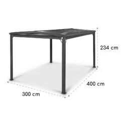 Pantheon Cortina Solid Sky Pergola Vordach 3x4m Polycarbonat -Wrights Gartenladen 10035873 yy 0007 dimensions