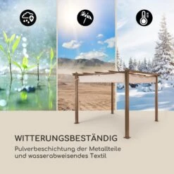 Pantheon Rust Pergola Aluminium 3x3m 6 Eckpfosten Wasserabweisend -Wrights Gartenladen 10035887 de 0005 logo