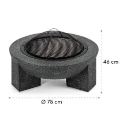 Troja Feuerschale Grill Ø 75 Cm Funkenfang Stahl Kunststein Feuerfest -Wrights Gartenladen 10035976 yy 0008 logo