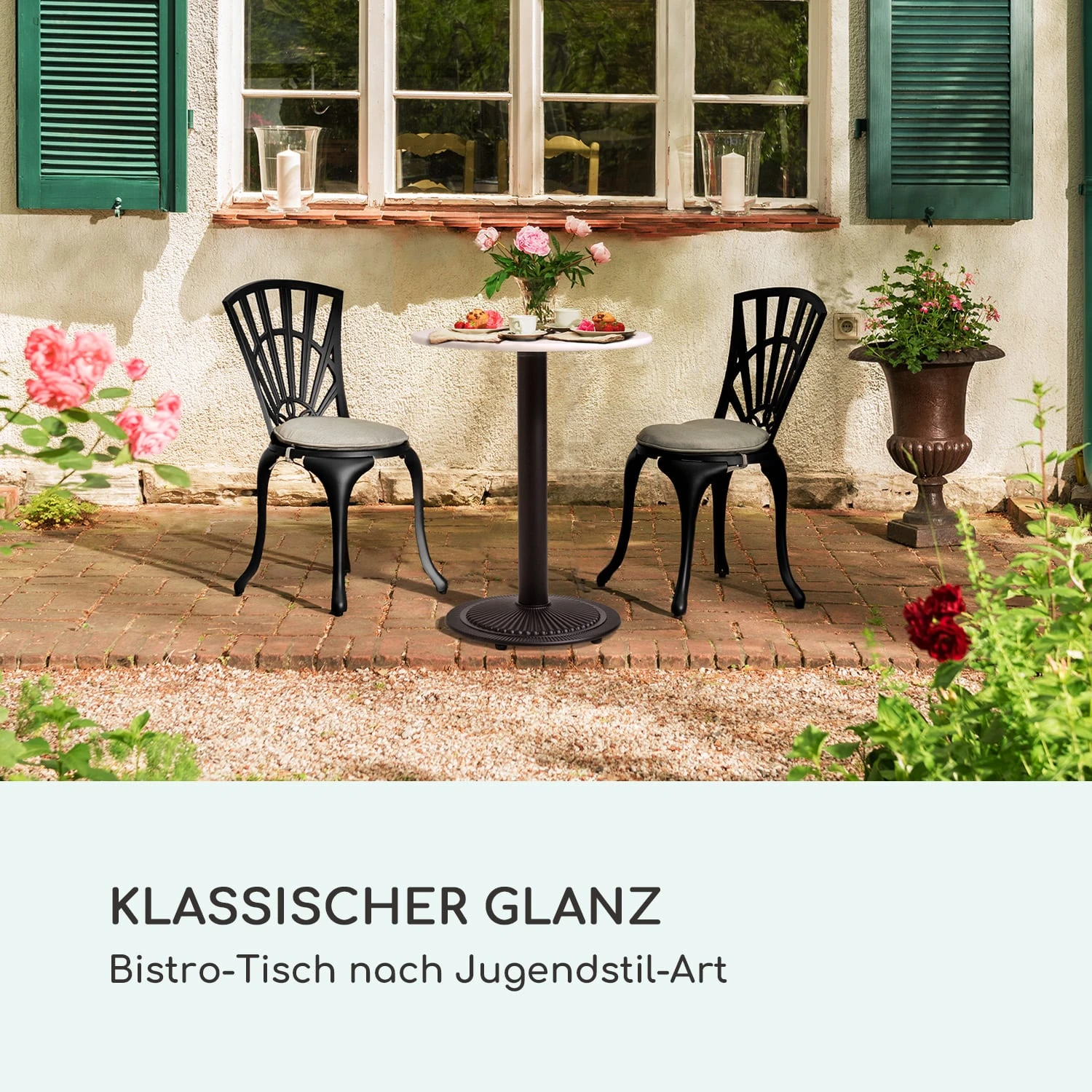 Patras Pearl Bistro-Tisch Jugendstil Marmor Ø 60 Cm H 75 Cm Gusseisern 2 Patras Pearl Bistro-Tisch Jugendstil Marmor Ø 60 Cm H 75 Cm Gusseisern – Bild 2