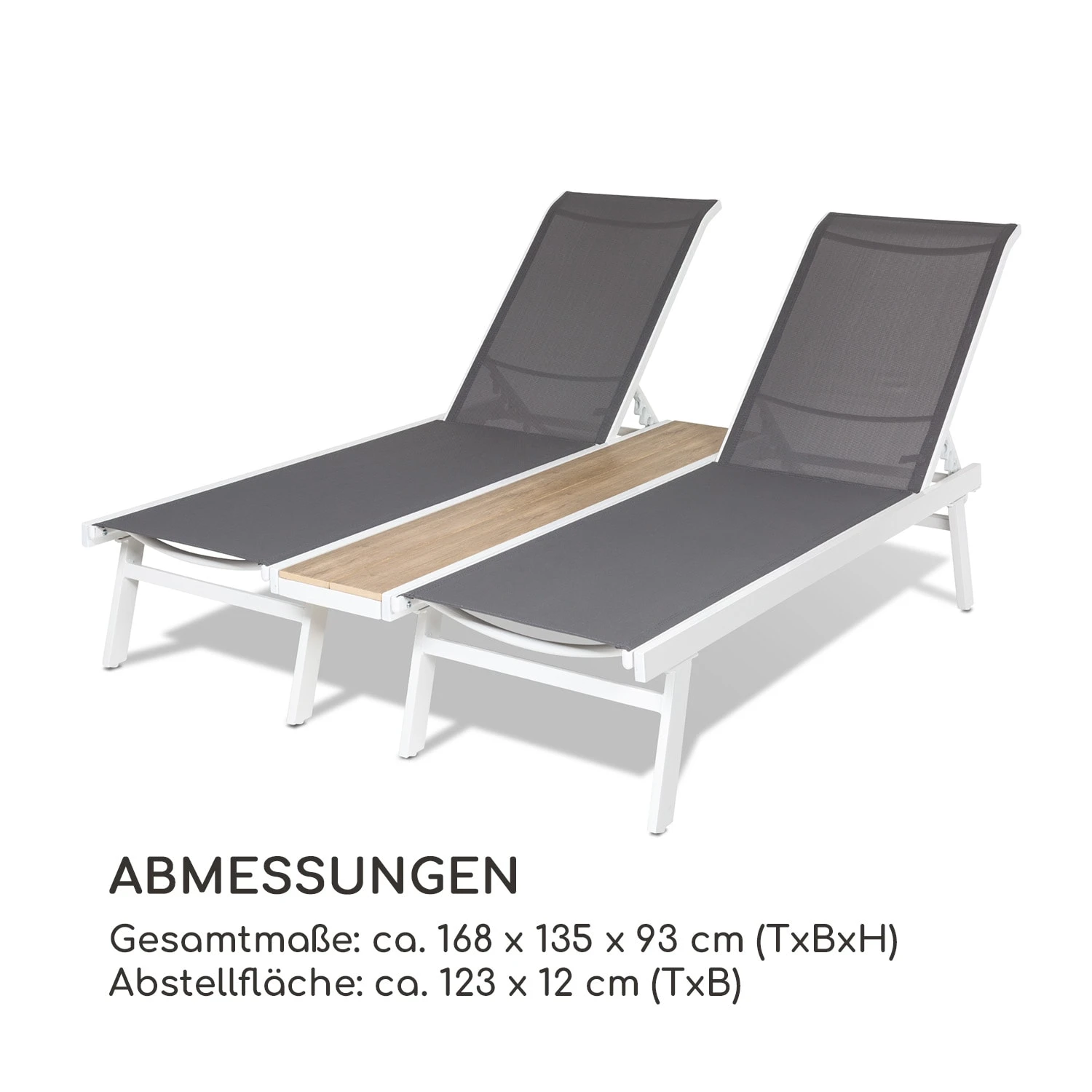 Pompei Sonnenliege Lounger 2 Pers. Aluminium Abstellfläche 8 Pompei Sonnenliege Lounger 2 Pers. Aluminium Abstellfläche – Bild 8