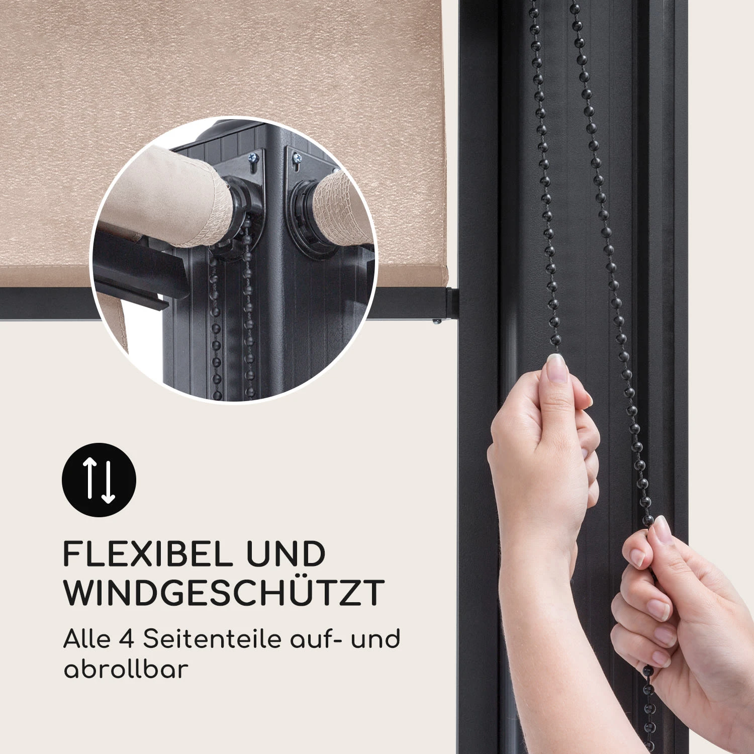 Pantheon Cortina Pergola Ersatzseitenwand Set: 4 Wände 200 G/m² Polyester-Tuch 3x3m 5 Pantheon Cortina Pergola Ersatzseitenwand Set: 4 Wände 200 G/m² Polyester-Tuch 3x3m – Bild 5