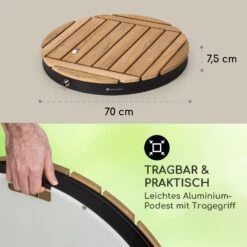 Sumatra Teak Round Gartendusche Aluminium Teakholz Tragegriff -Wrights Gartenladen 10036351 de 0006 usp