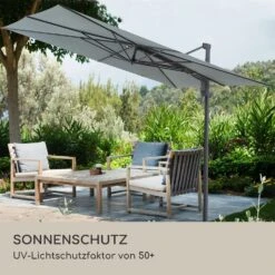 Saint-Tropez Ampelschirm 3-Achsen-Rotation 360° Drehbar 3 X 3,55 M UV-Schutz 50+ -Wrights Gartenladen 10038316 de 0005 logo