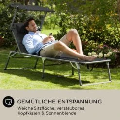 Amalfi Sonnenliege 70 X 37 X 200 Cm Sonnenblende 5-stufige Rückenlehne Stahlrohr Witterungsbeständig -Wrights Gartenladen 10040101 de 0006 logo