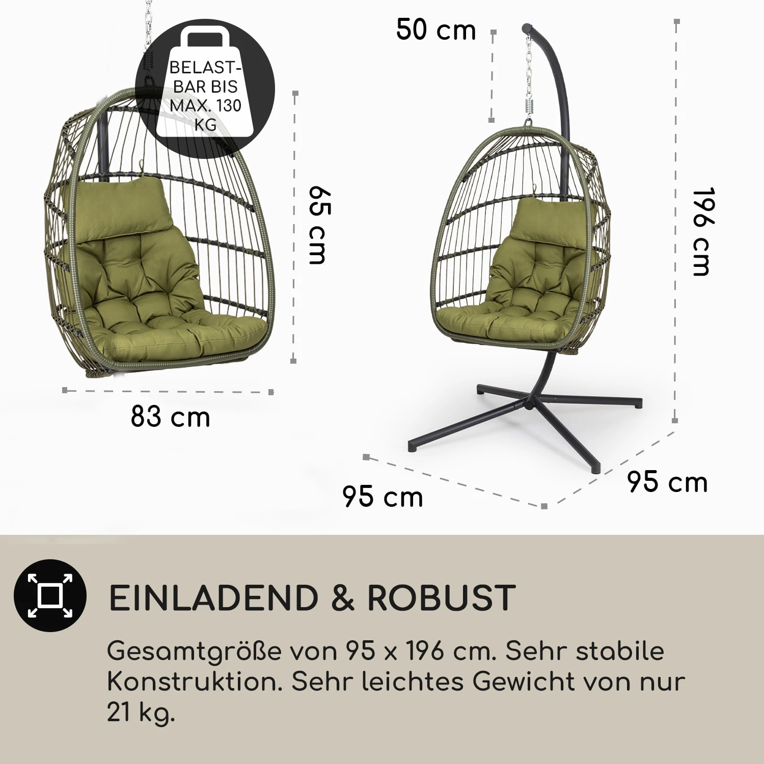 Biarritz Individuelle Hängesessel PE Aluminium Polyrattan 130 Kg 4 Biarritz Individuelle Hängesessel PE Aluminium Polyrattan 130 Kg – Bild 4