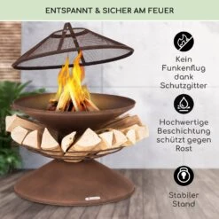 Aguilera Feuerschale Mit Grill Ø 65 Cm Holzlager Stahl -Wrights Gartenladen 10041127 de 0003 usp