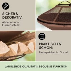 Aguilera Feuerschale Mit Grill Ø 65 Cm Holzlager Stahl -Wrights Gartenladen 10041127 de 0004 usp