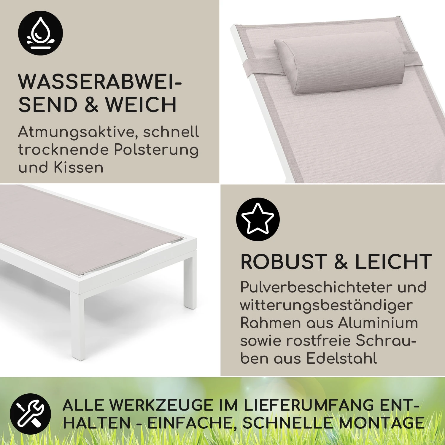 Lucca Lounger Liegestuhl Polyester Aluminium 4-Stufen 3 Lucca Lounger Liegestuhl Polyester Aluminium 4-Stufen – Bild 3